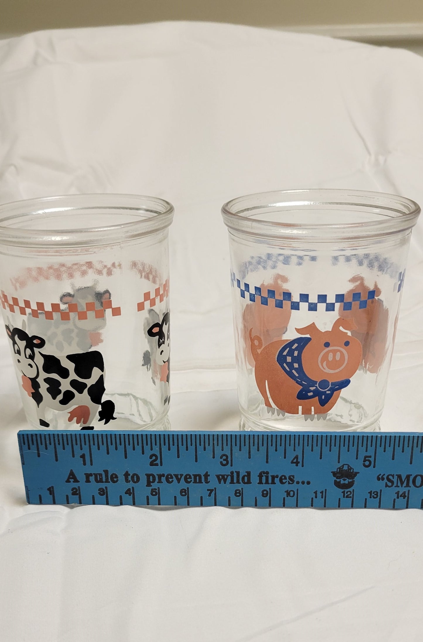 Vintage Jelly Jar Farm Animal Glasses