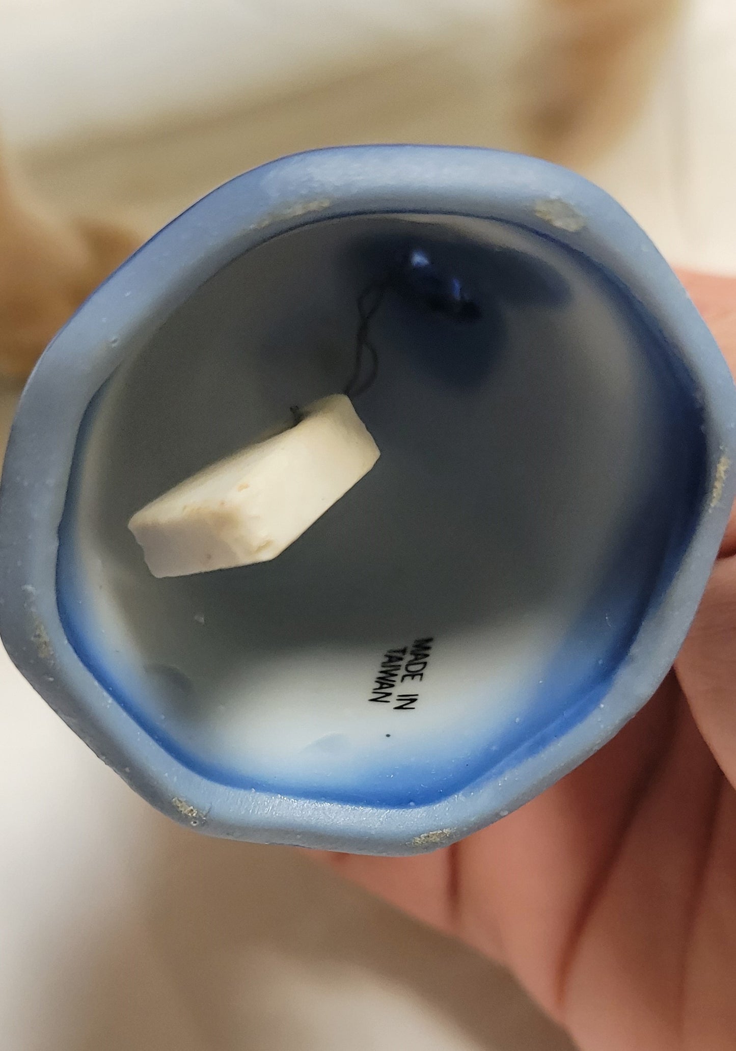 Bell Blue Ceramic w/ Snow Scene