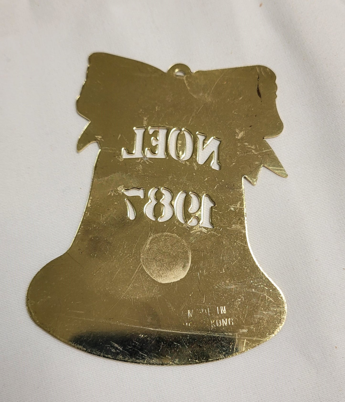 Ornament Christmas Noel Bell Brass 1987