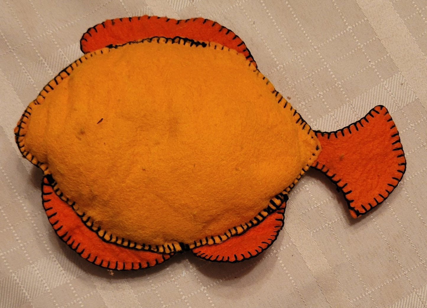 Toy Handmade Plush Fish Orange Smiley Face
