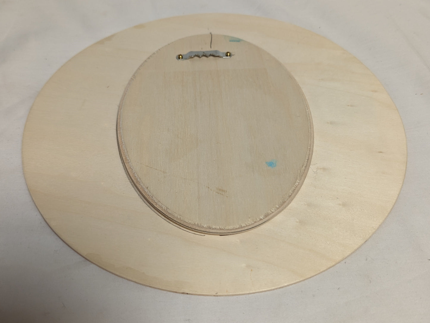 Art Pyrography color filled Bluebird feeding chicks on round wood board