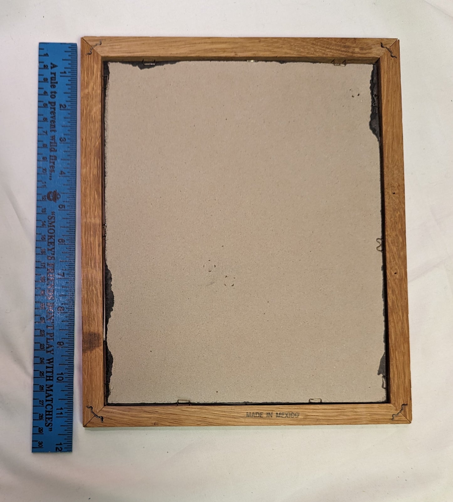 Art Pyrography on round wood Buck Head in Frame under glass