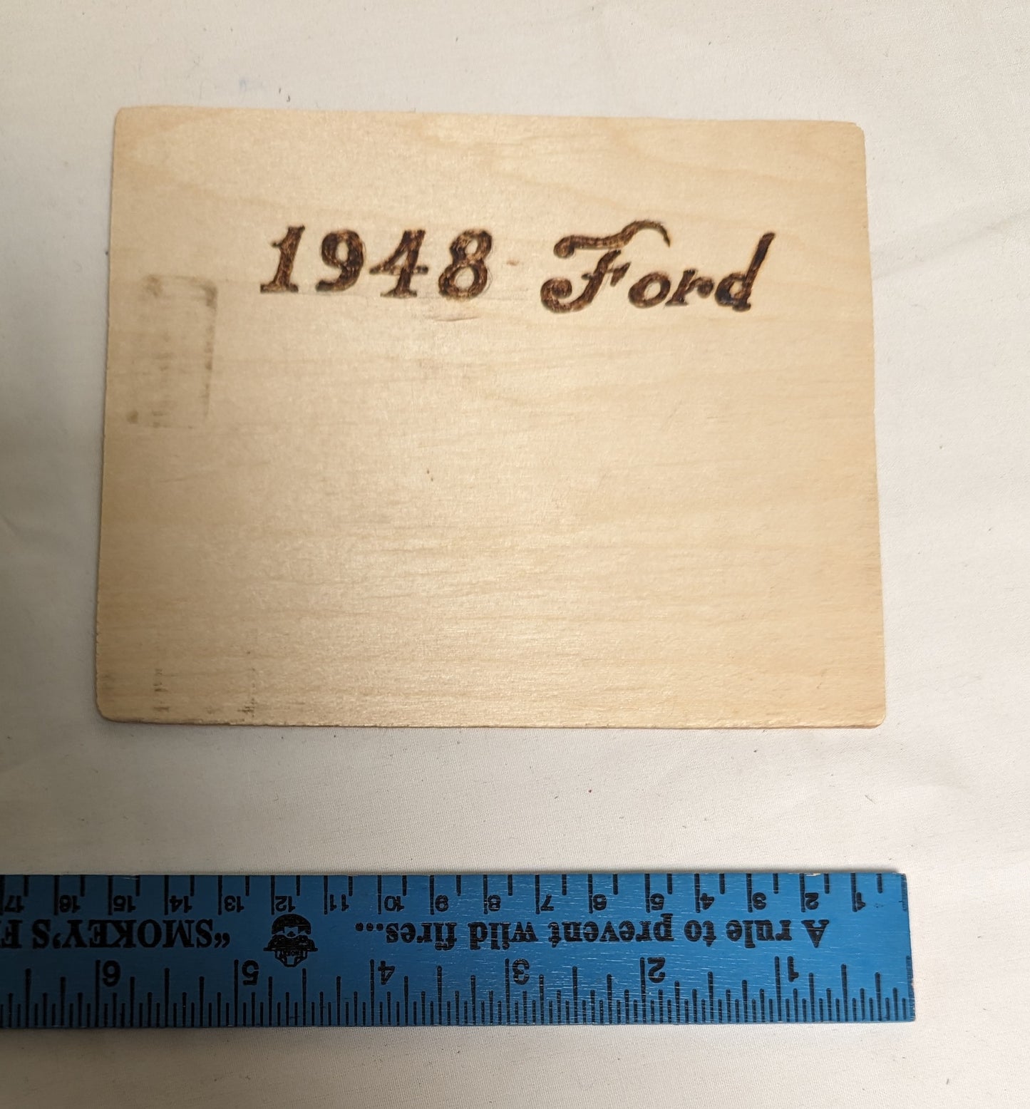 Art Hand Pyrography on wood "1948 Ford: Autographed