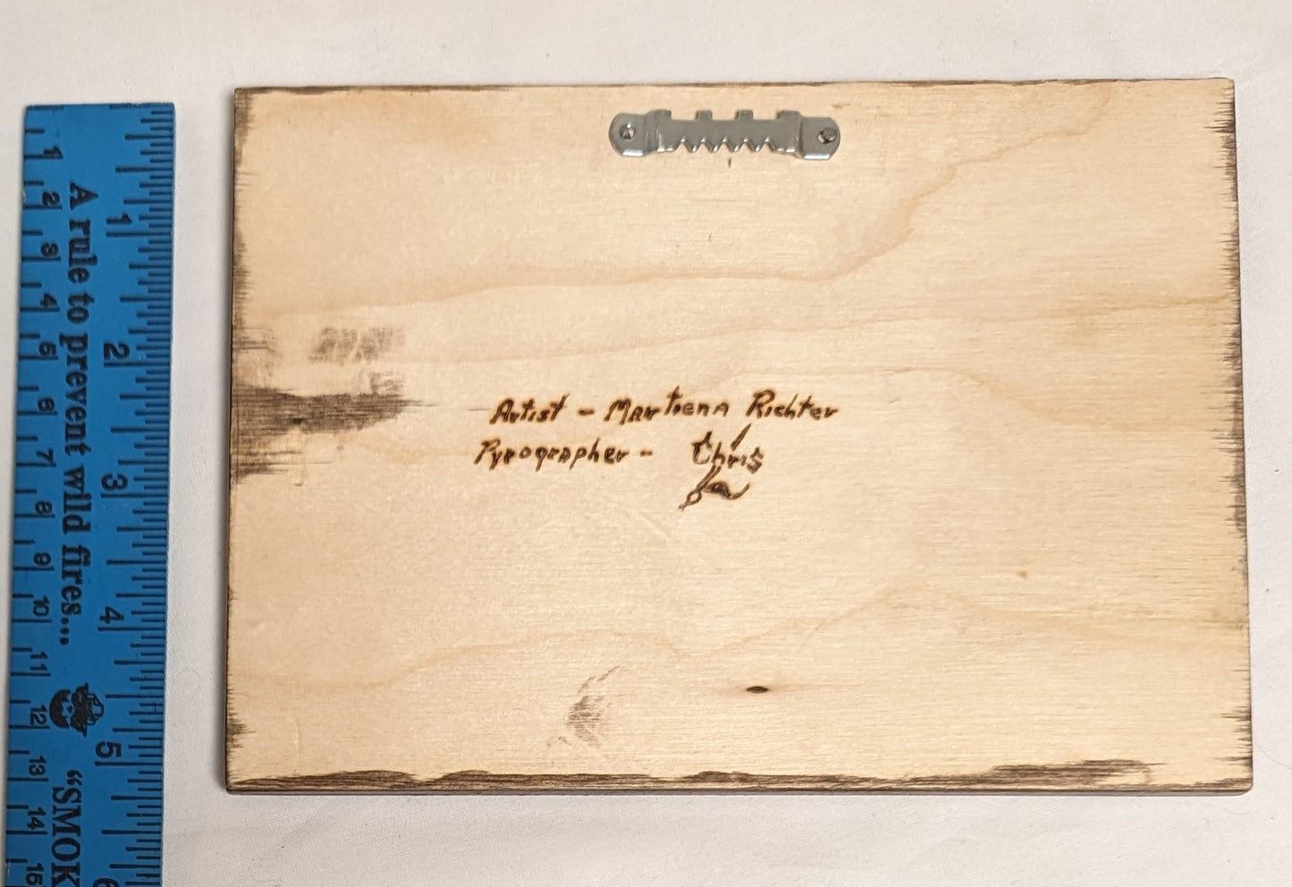 Art Hand Pyrography colored on wood "Leopard Thoughts" Credited and Signed