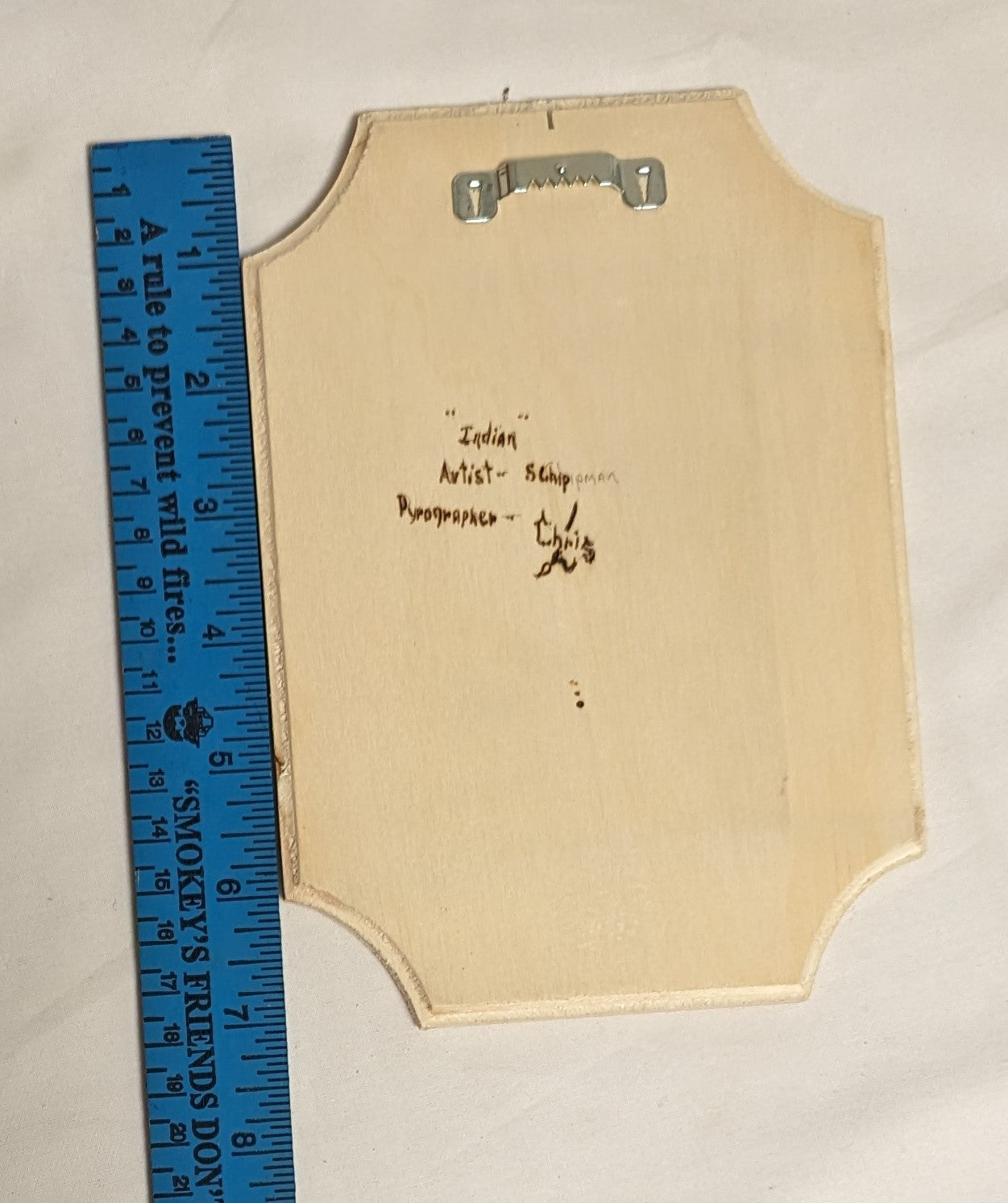 Art Pyrography on wood Native American Portrait "Native" Credited and Autographed