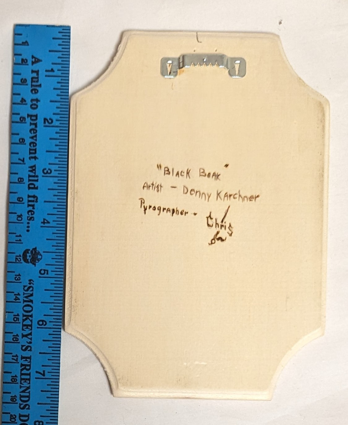 Art Pyrography on wood Native American Portrait "Black Bear" Credited and Autographed