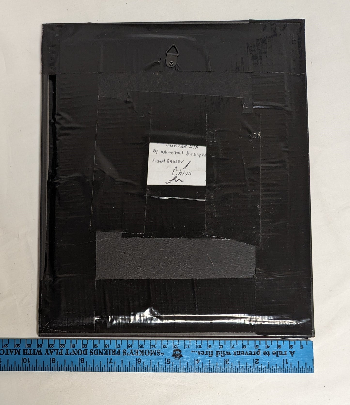 Art Vintage Hand Scroll Saw Cut Out and wood burned "Sunrise Elk " Framed emblem