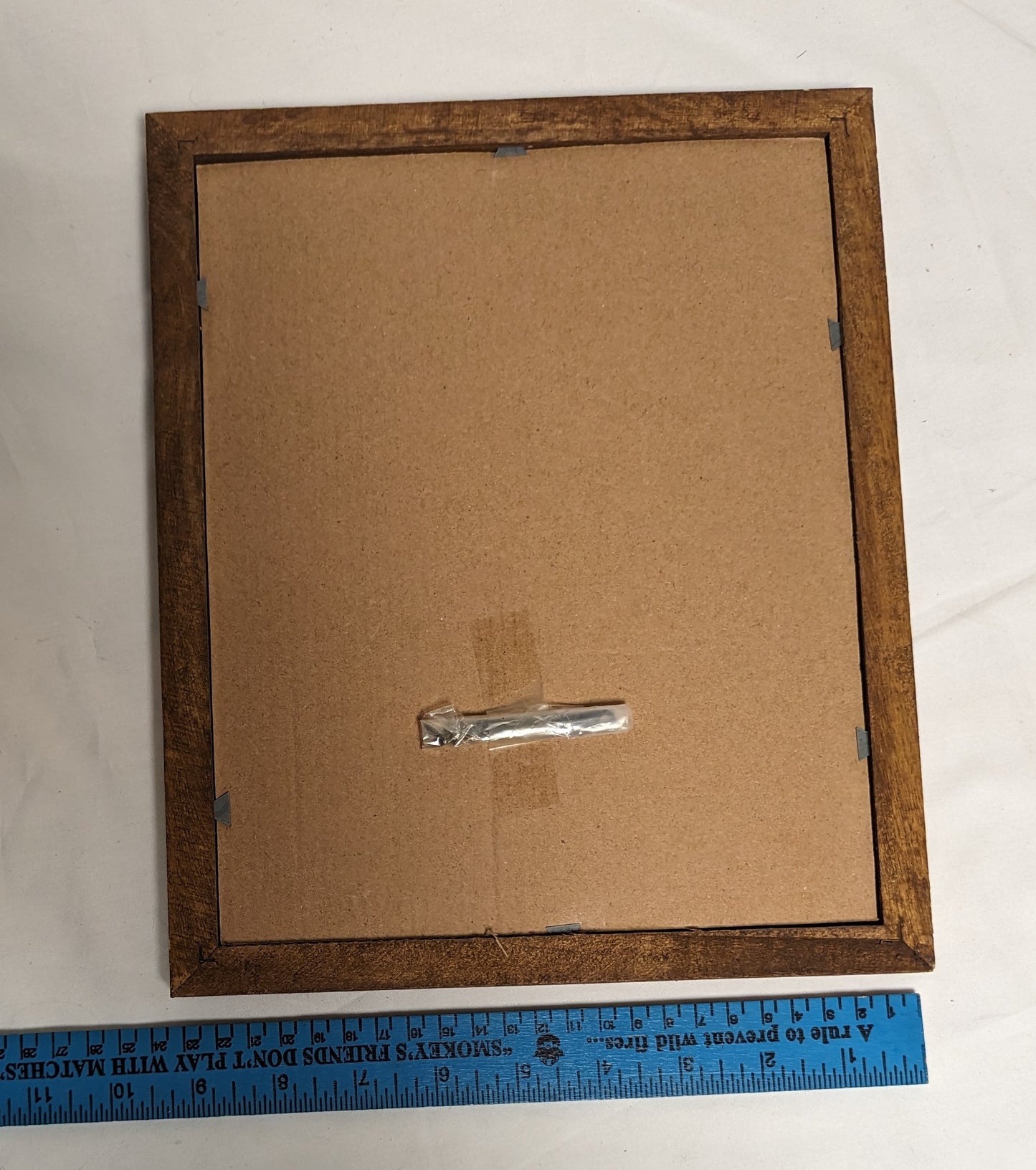 Art Vintage Hand Pyrography wood " Owl on Fence post" Framed