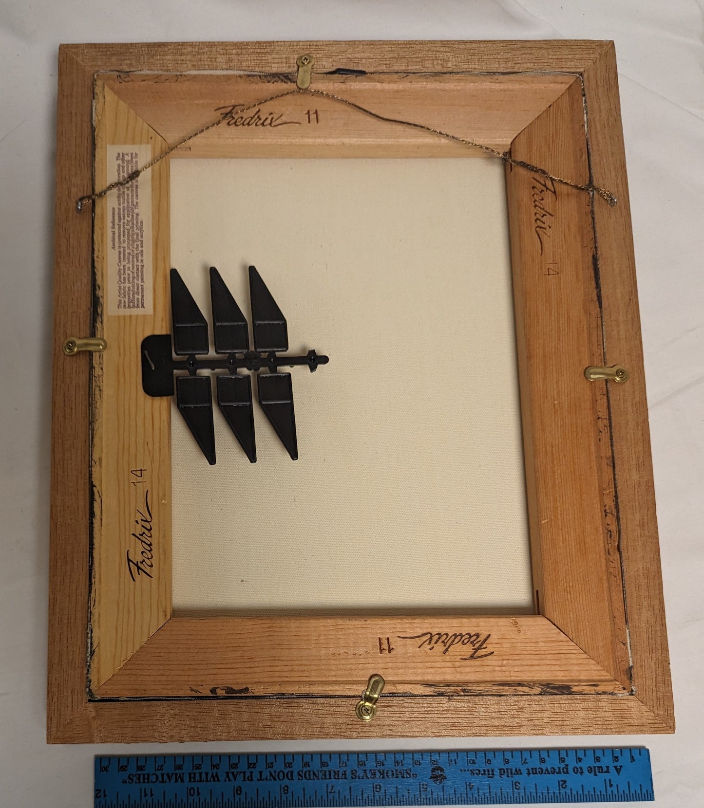 Art Hand Painted Black Canvas Cardnial coup[le with Nest Eggs in Pine in frame under glass