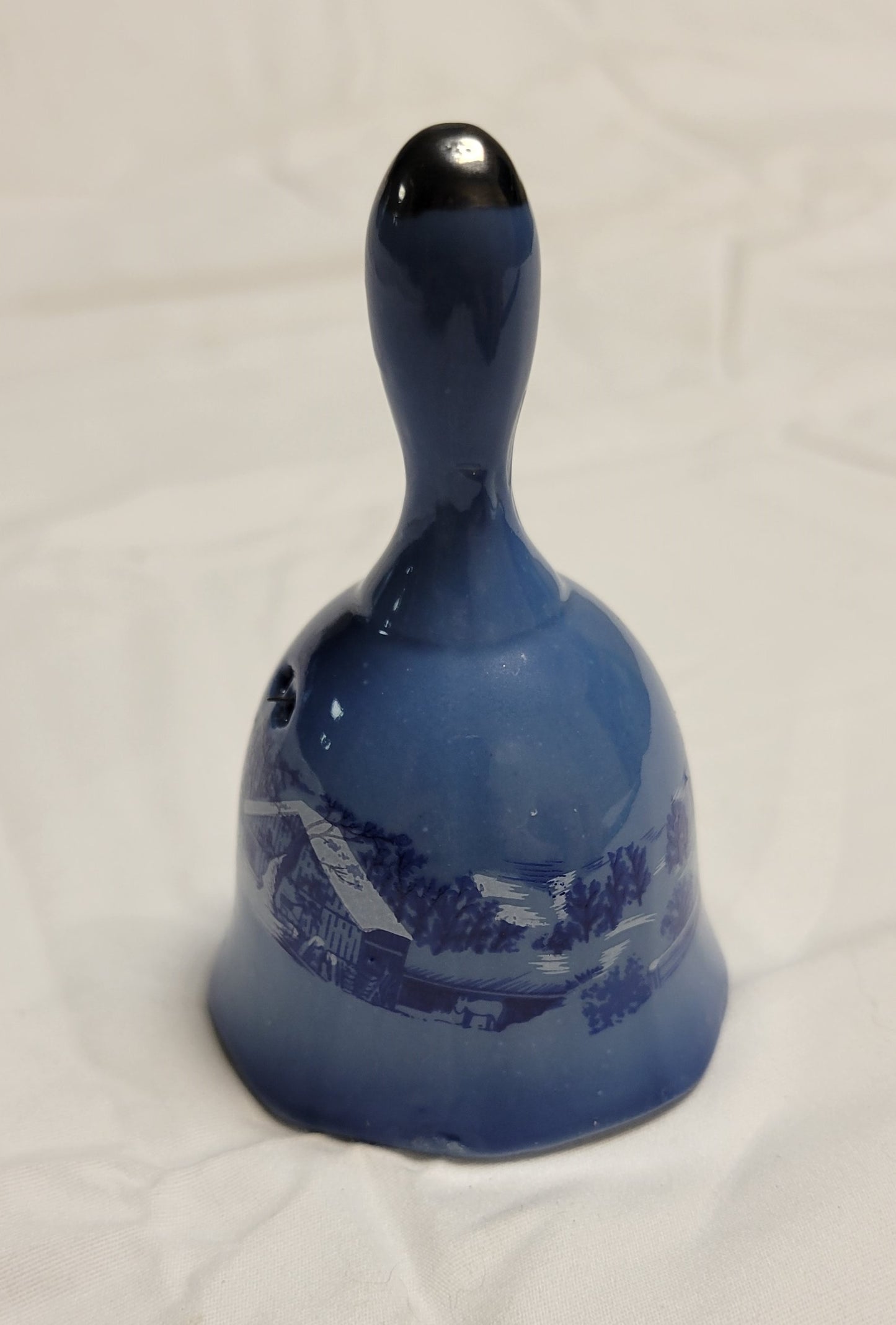Bell Blue Ceramic w/ Snow Scene