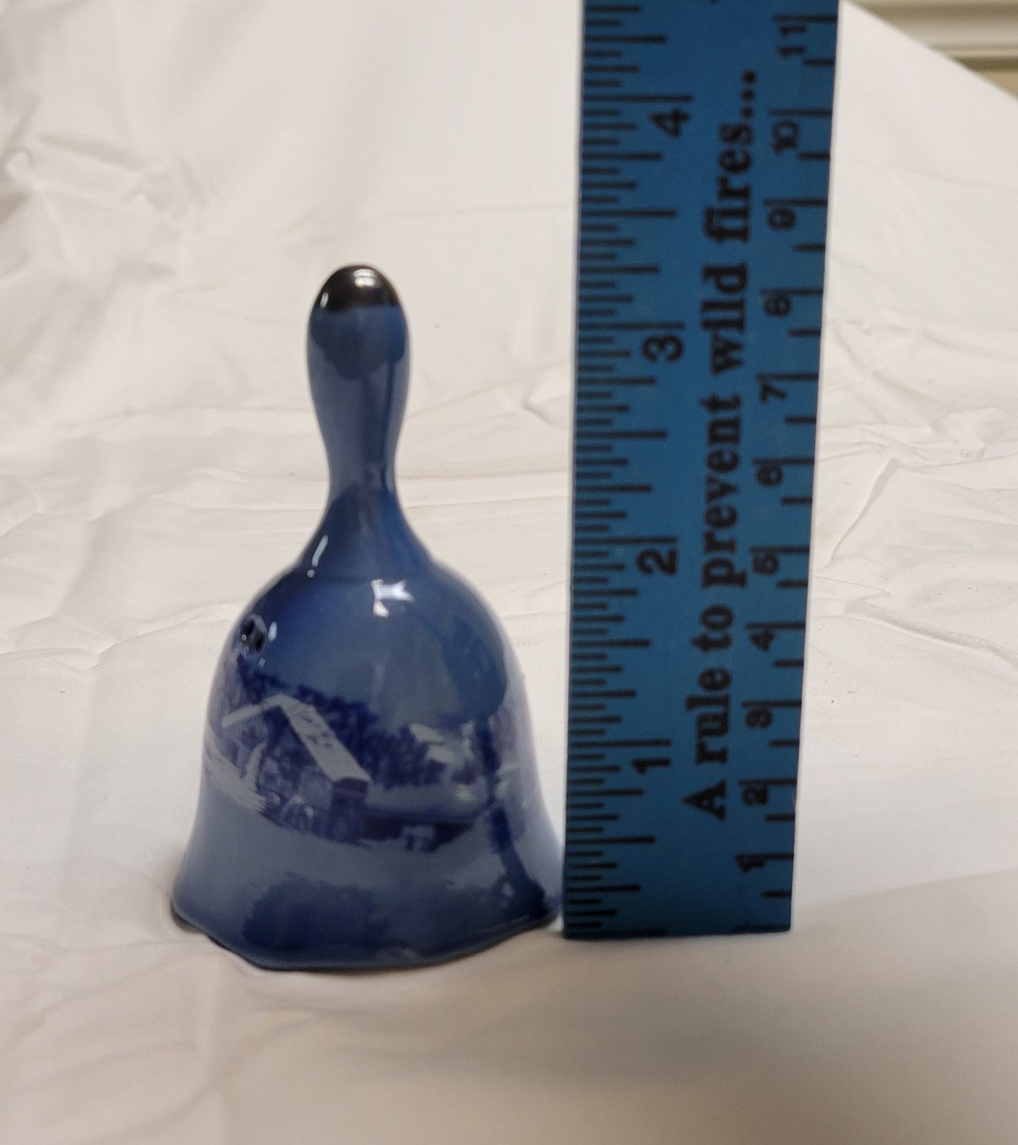 Bell Blue Ceramic w/ Snow Scene