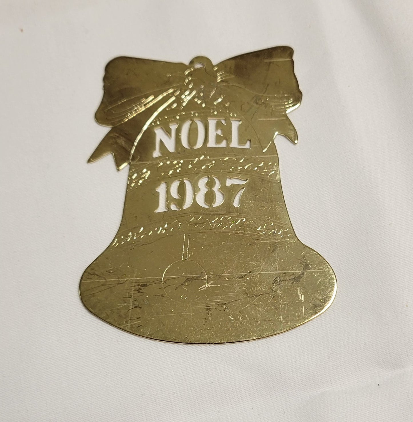Ornament Christmas  Noel Bell Brass 1987