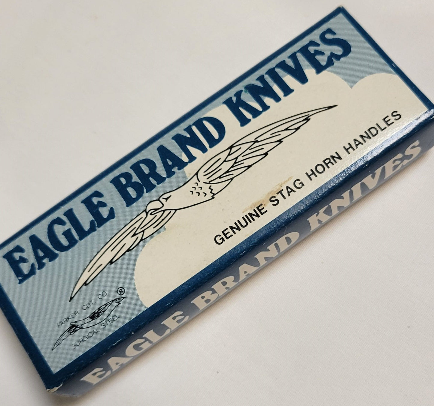 Pocket Knife New with Box Eagle Brand Blade Engraved, Genuine Stag Horn Handle