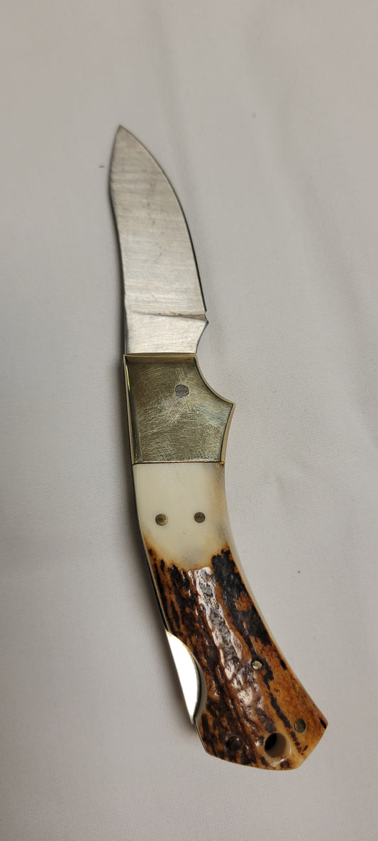 Pocket Knife New with Box Eagle Brand Blade Engraved, Genuine Stag Horn Handle