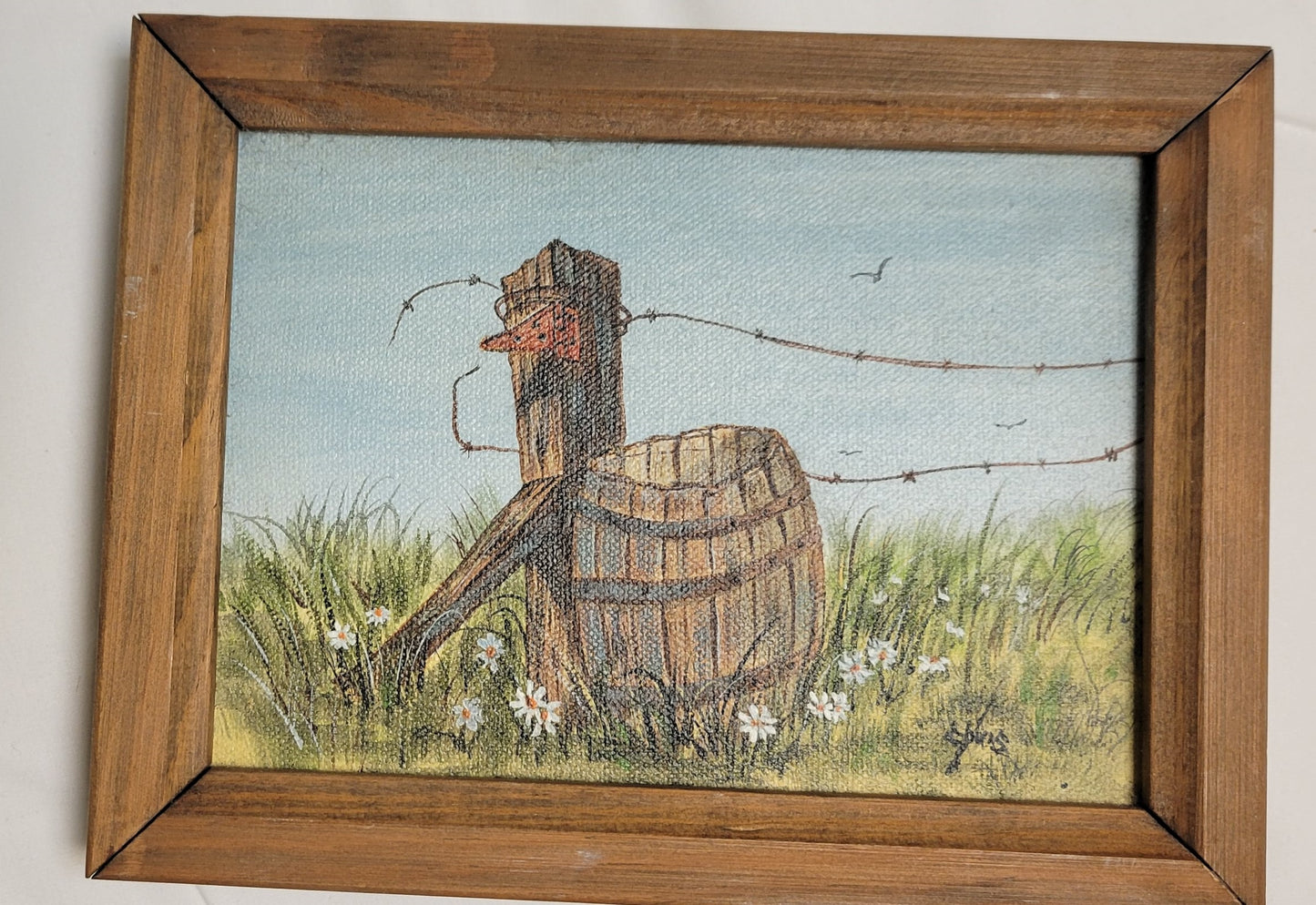 Art Original  Art Painting Acrylic Post and Barrel Framed ( Chris Lamb Original