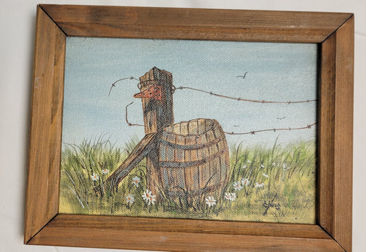 Art Original  Art Painting Acrylic Post and Barrel Framed ( Chris Lamb Original
