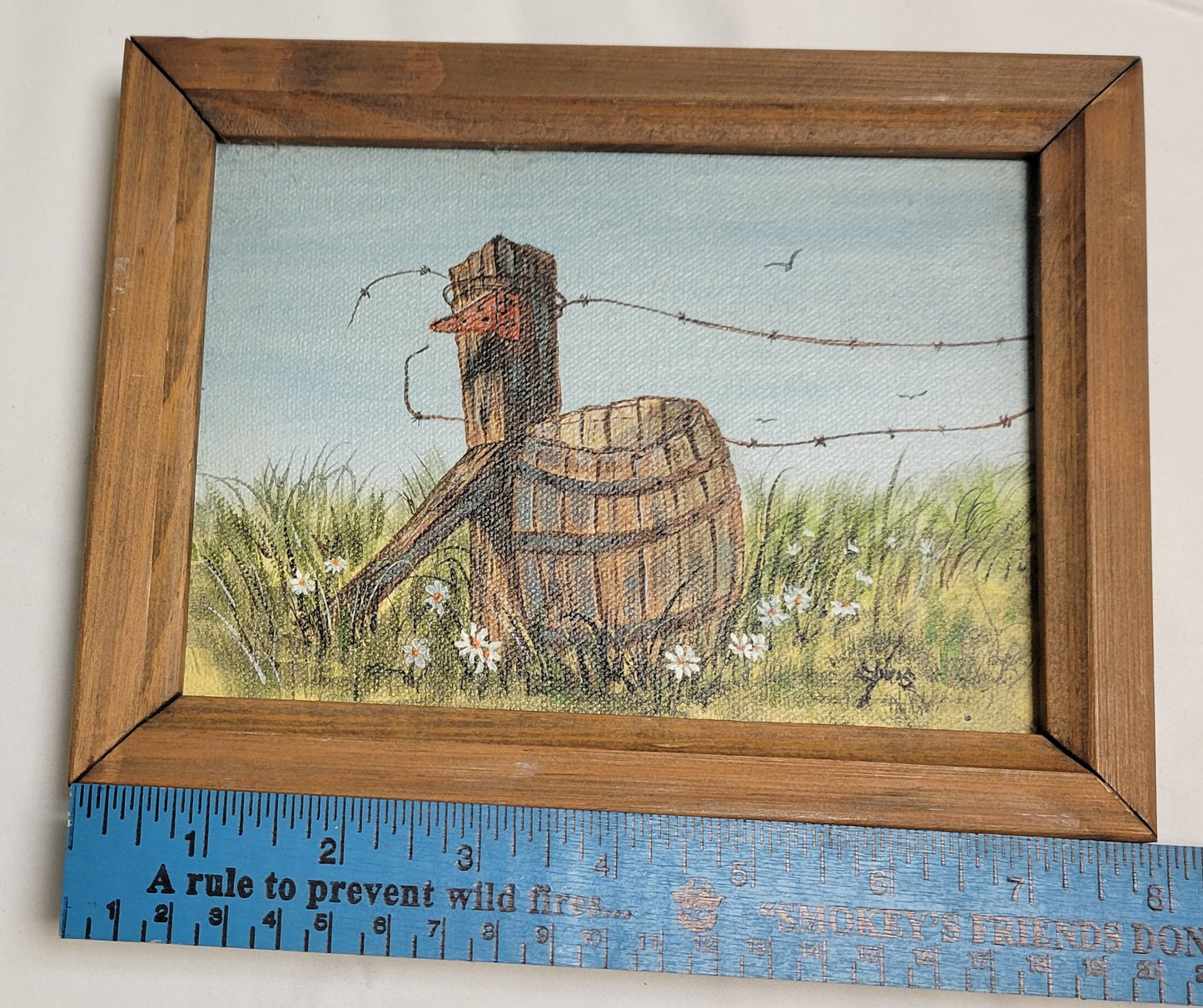 Art Original  Art Painting Acrylic Post and Barrel Framed ( Chris Lamb Original