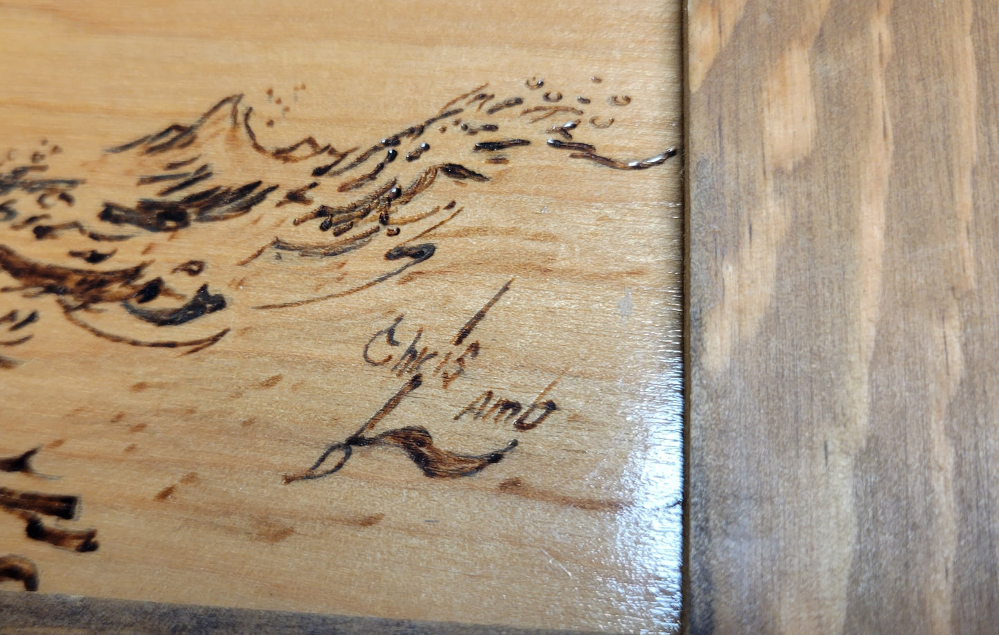 Art Pyrography Sail Boat on Sea