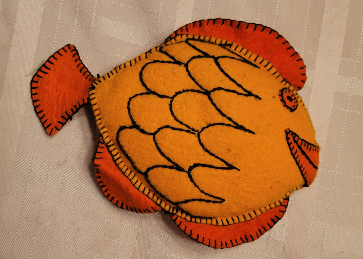 Toy Handmade Plush Fish Orange Smiley Face