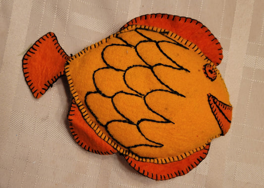 Toy Handmade Plush Fish Orange Smiley Face