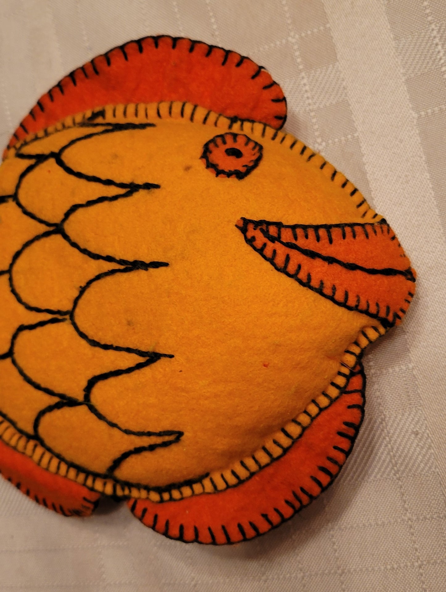 Toy Handmade Plush Fish Orange Smiley Face