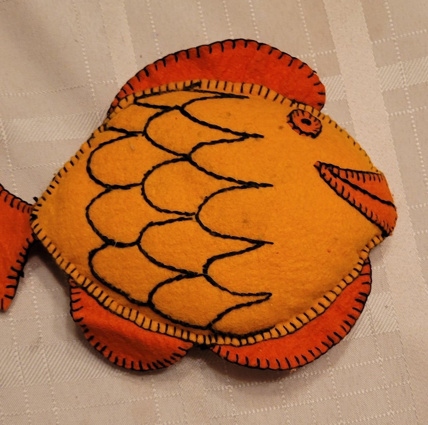 Toy Handmade Plush Fish Orange Smiley Face