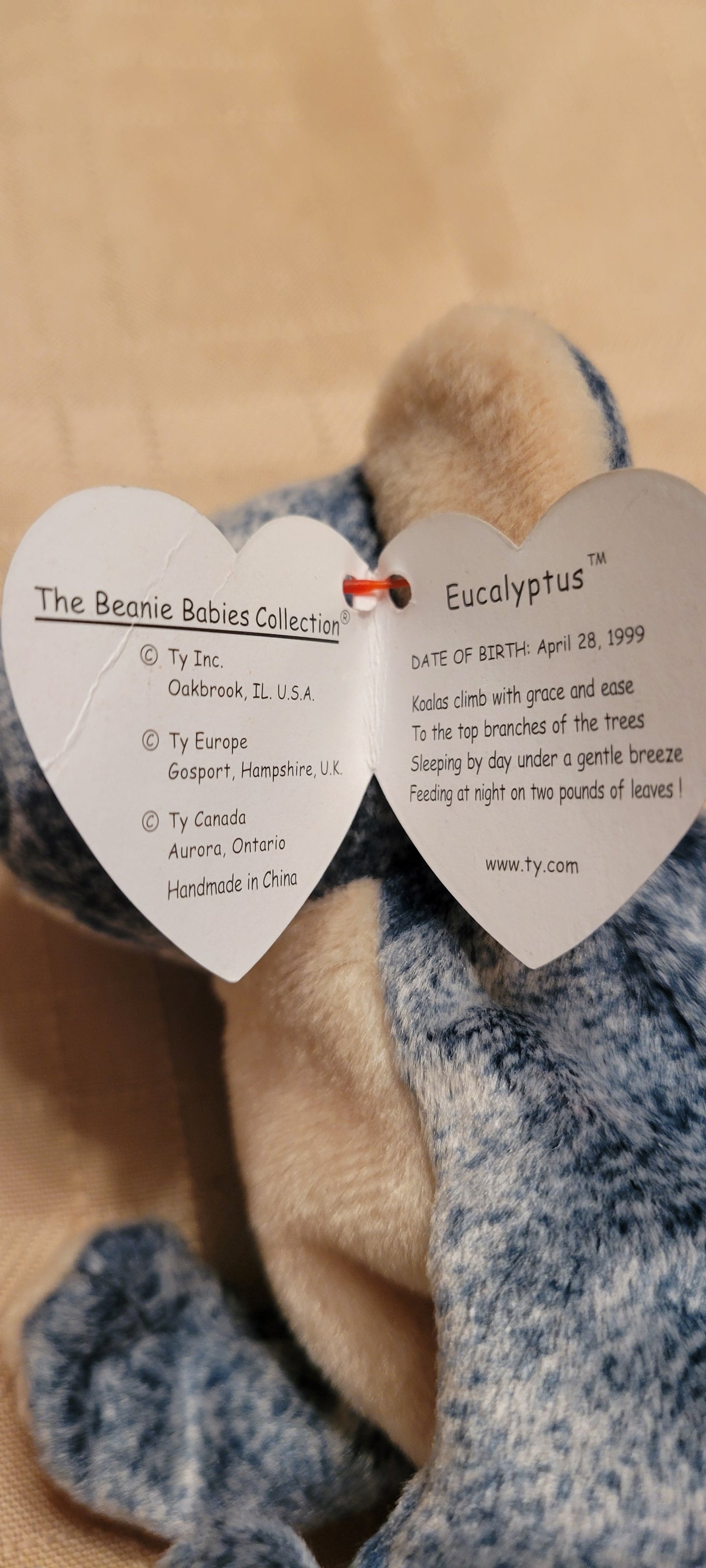 Toy TY Beanie Babies Plush Eucalyptus the Koala 04/28/1999