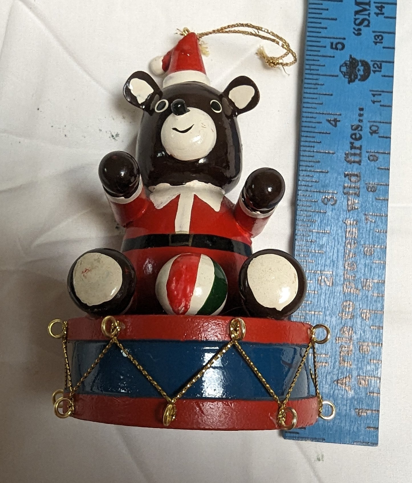 Ornaments Telco Creations 1984 bear on drum Christmas wood hand painted