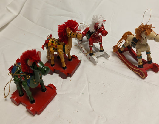 Ornaments Christmas Painted Horse ( Set