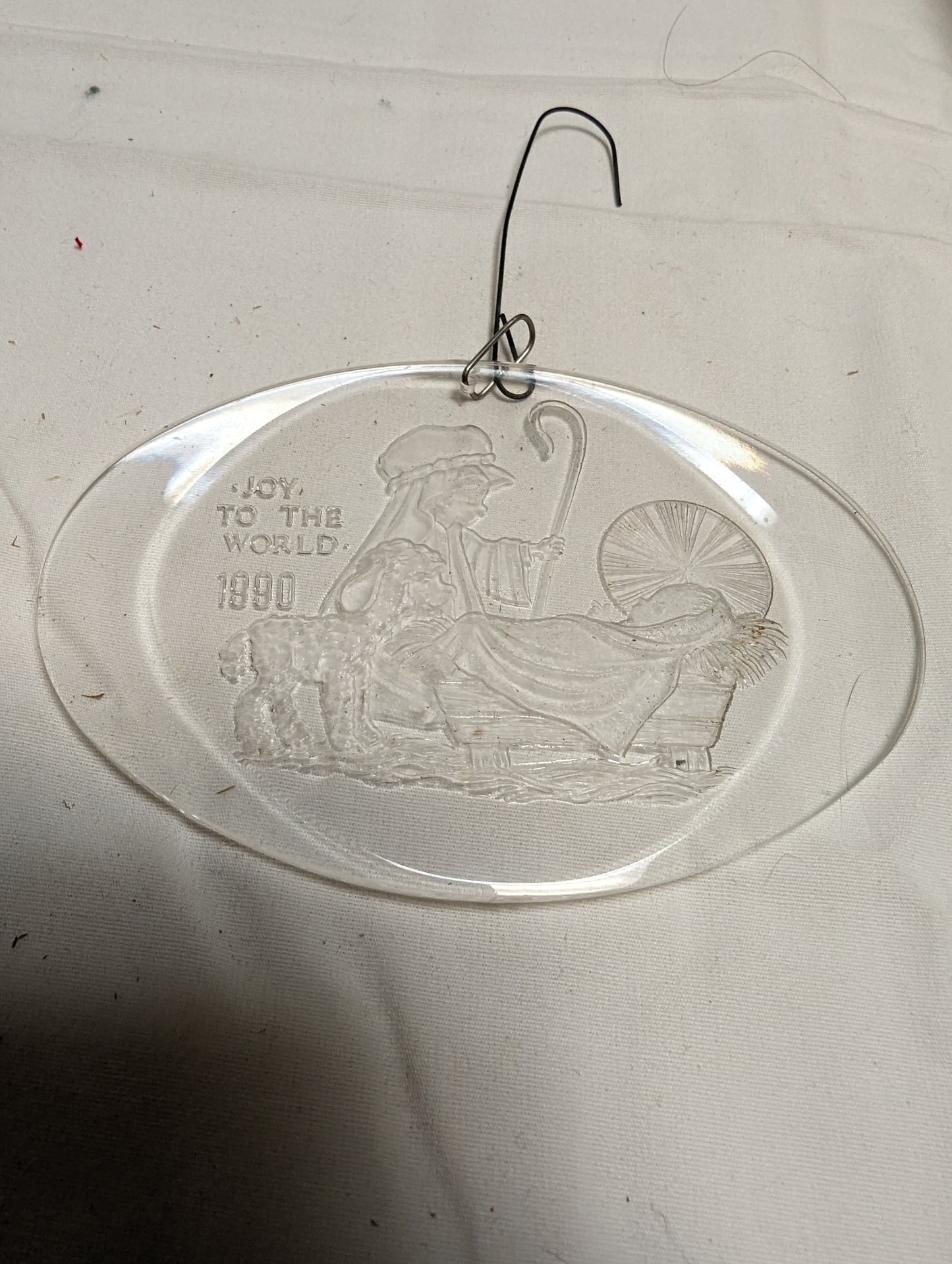 Ornament Christmas Clear Acrylic Engraved Baby Jesus 1990