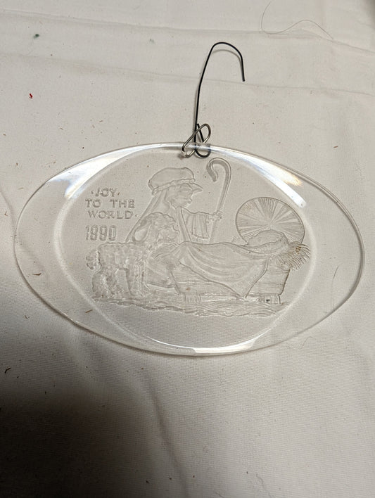 Ornament Christmas Clear Acrylic Engraved Baby Jesus 1990