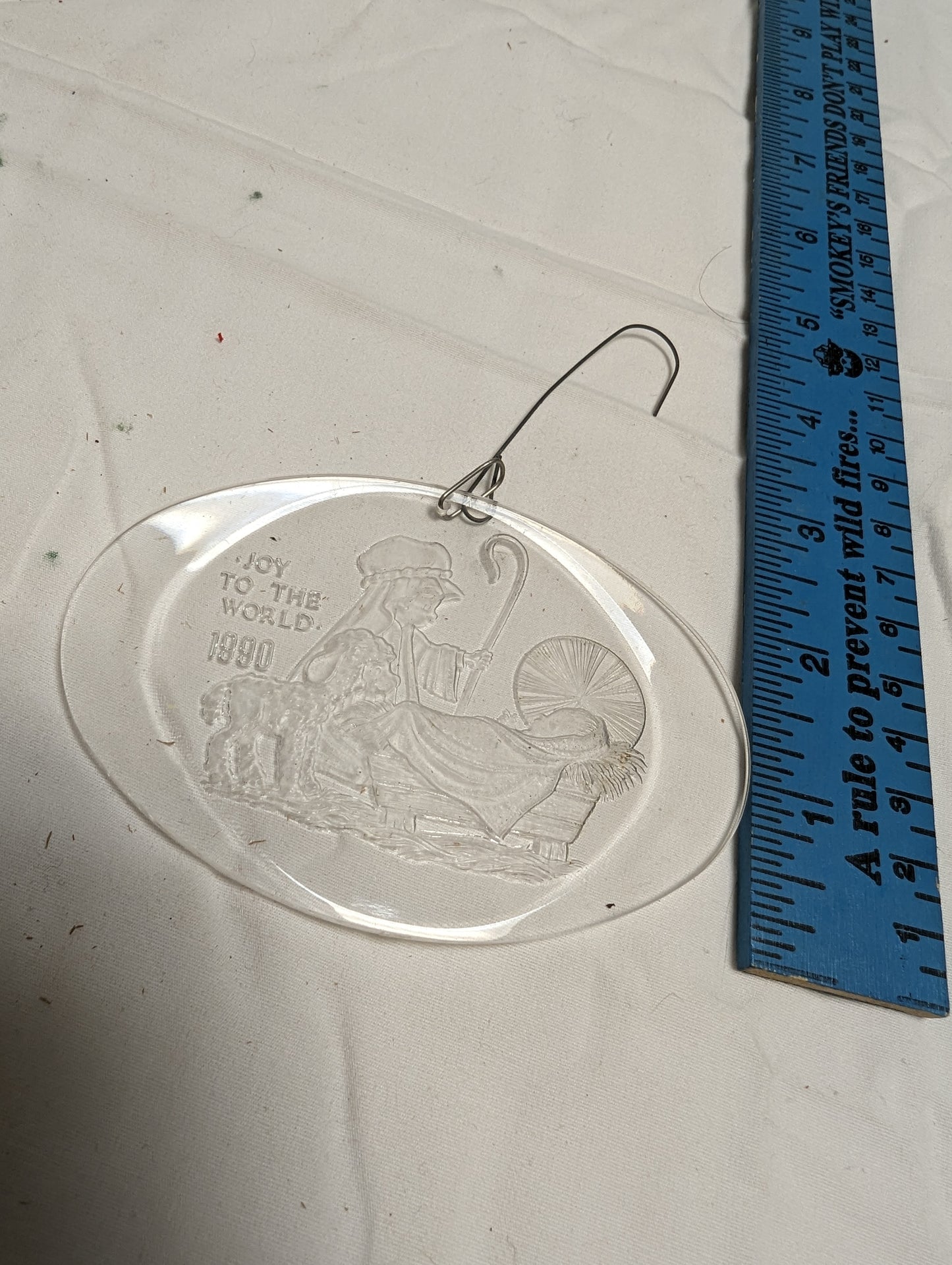 Ornament Christmas Clear Acrylic Engraved Baby Jesus 1990