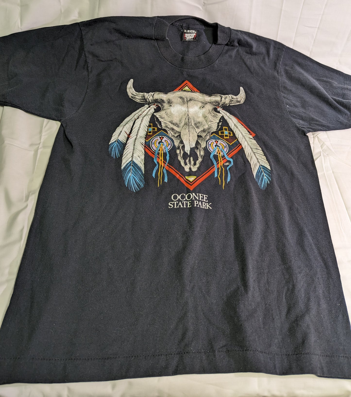 T Shirt  Buffalo Native American Motif 1989 Oconee State Park In Mountain Rest SC