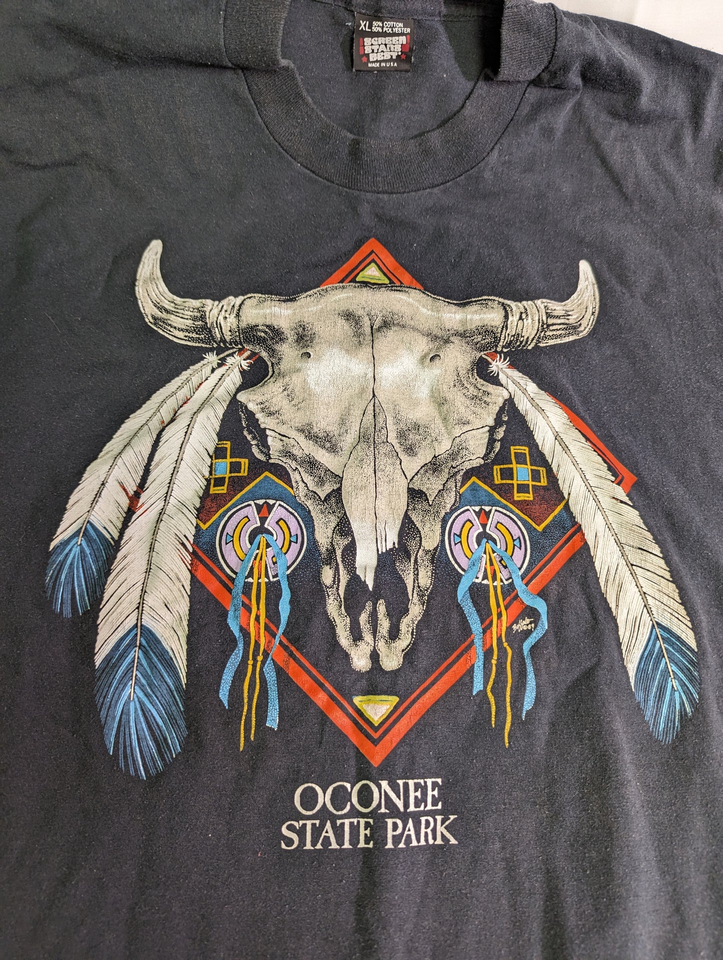 T Shirt  Buffalo Native American Motif 1989 Oconee State Park In Mountain Rest SC
