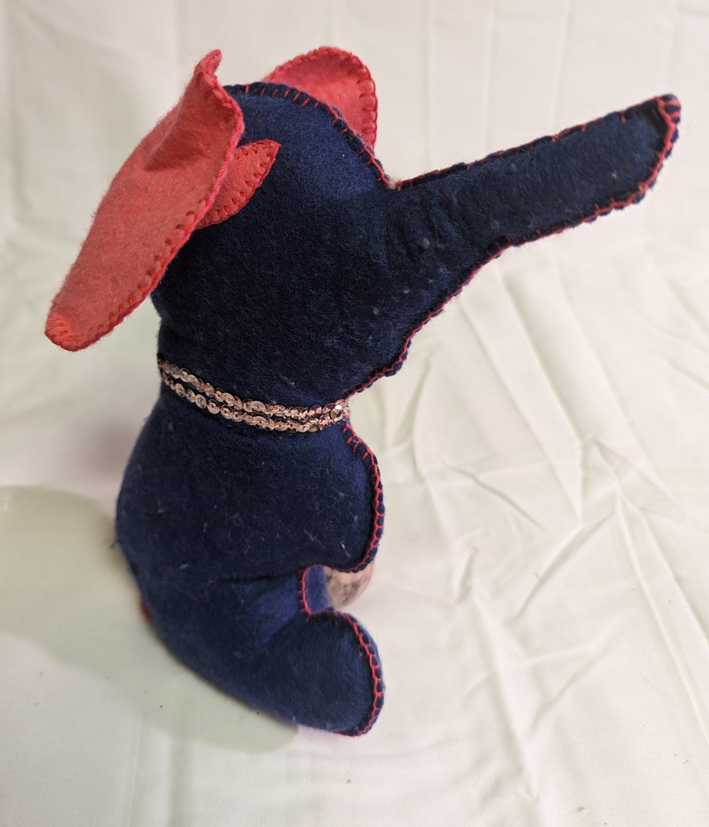 Plusheese Set of 5 Vintage Handmade Sewn Felt figures with sequins.