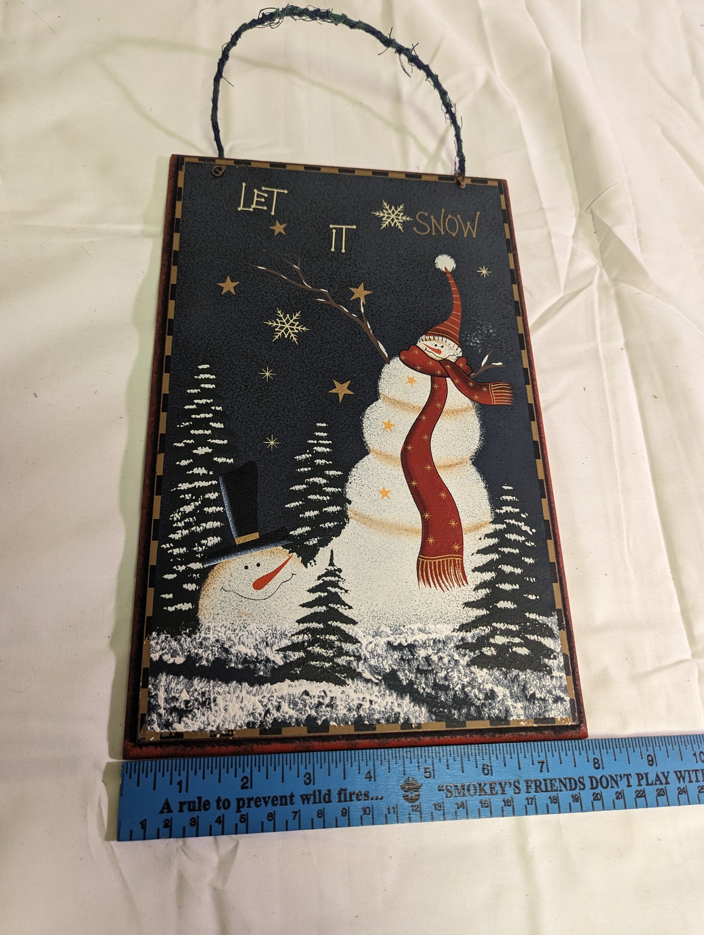 Art Christmas Decor Snowman Wall Hanging Let It Snow Painted on wood
