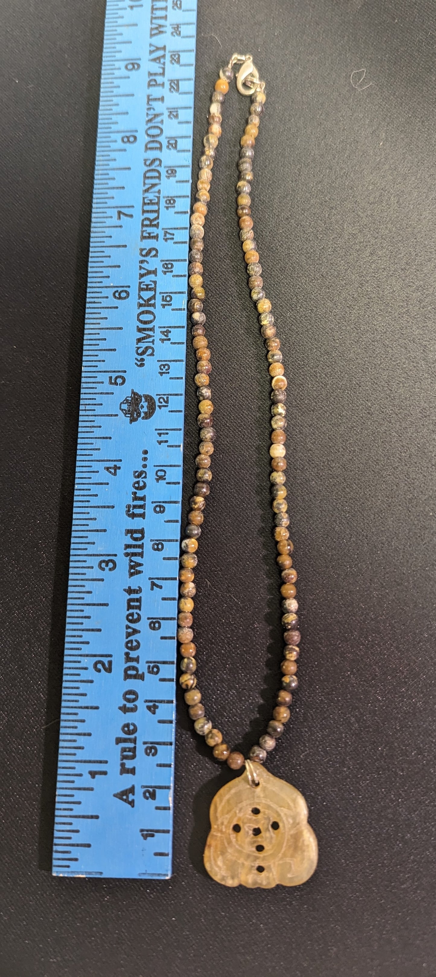 Necklace One of a Kind Hand Made Jasper Pendent W/ Natural Stone Beads and Lobster Clasp