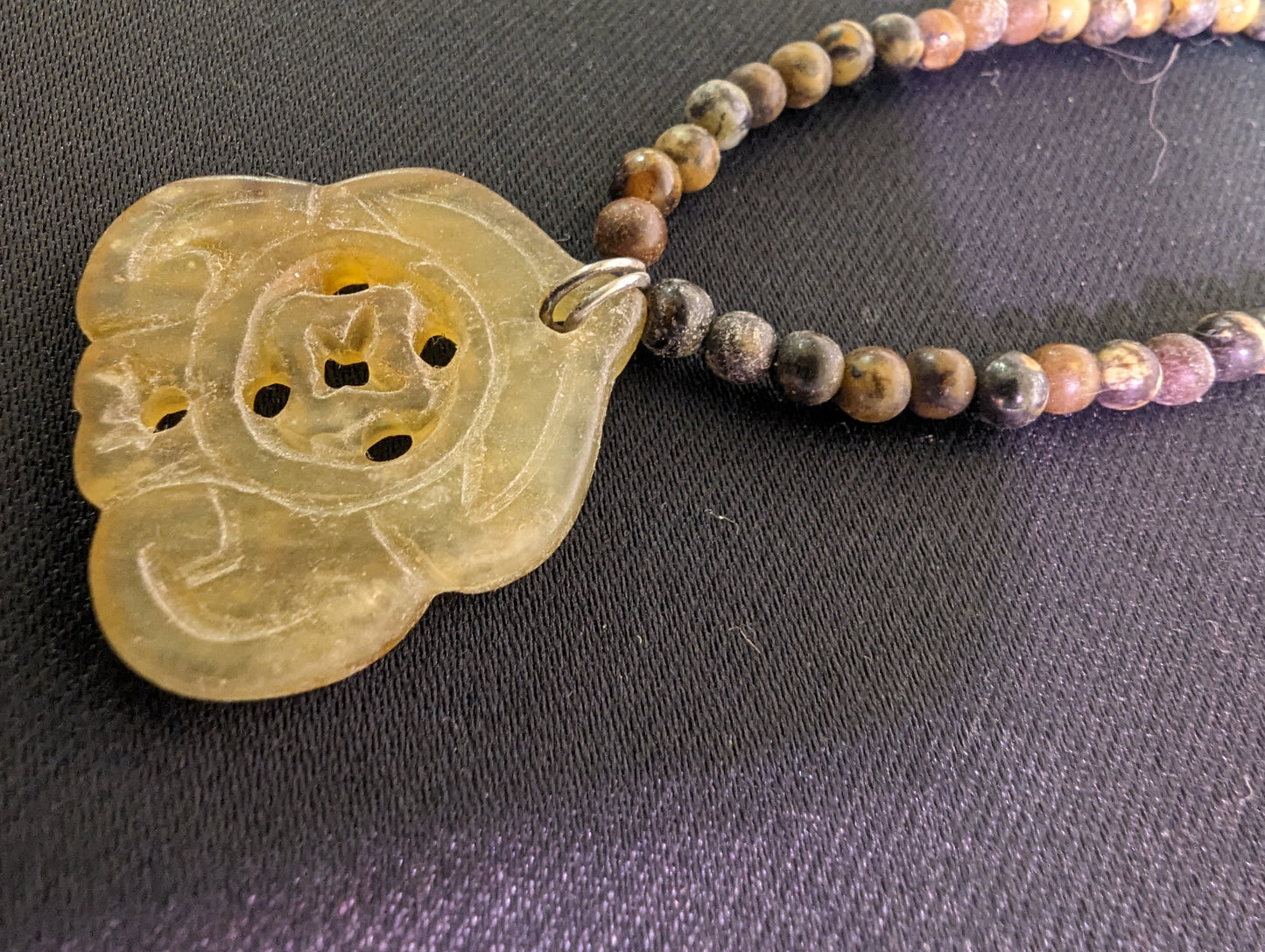 Necklace One of a Kind Hand Made Jasper Pendent W/ Natural Stone Beads and Lobster Clasp