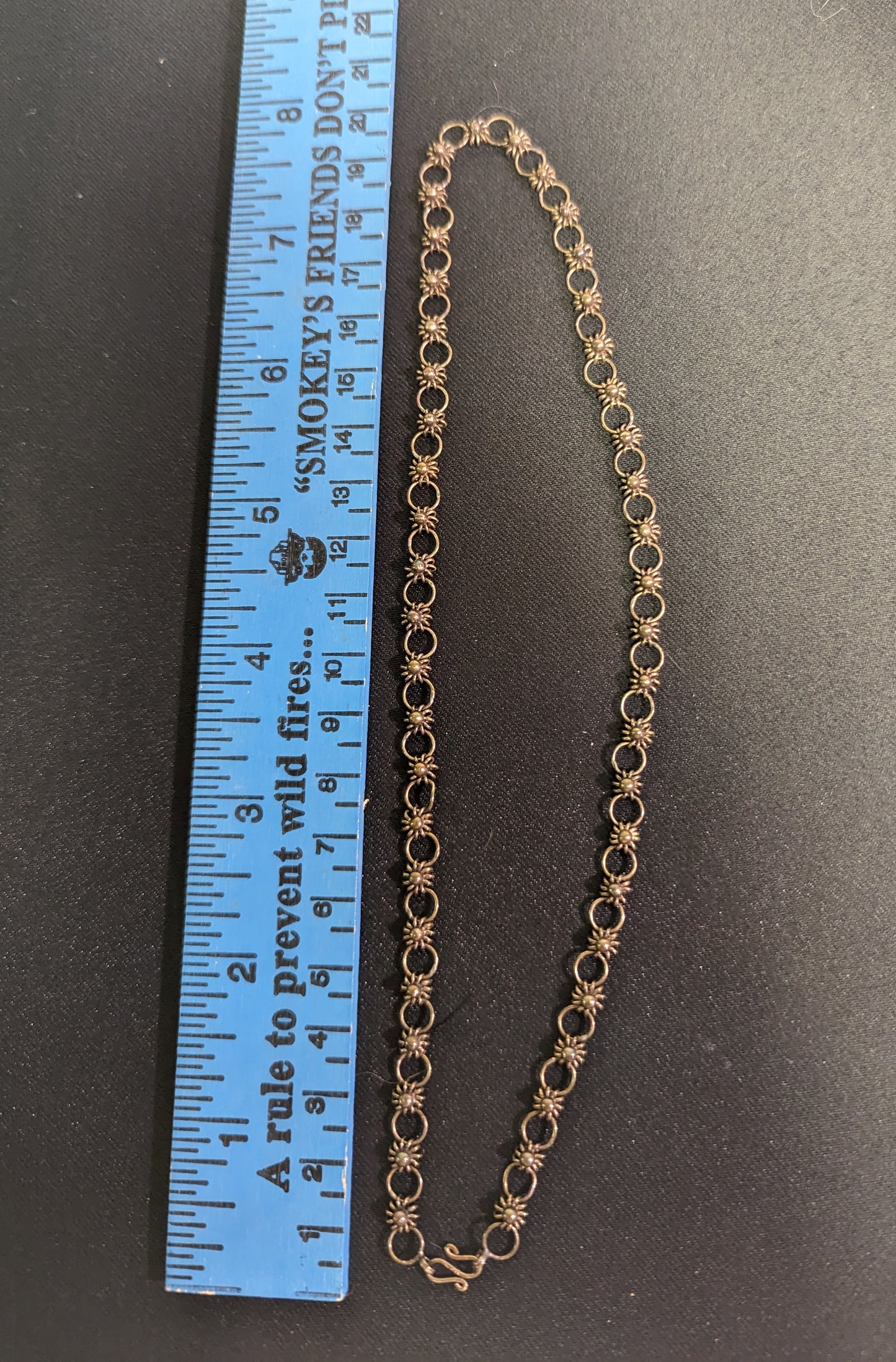 Necklace Hand Made "Daisy Chain" Metal rings and flowers w/ S Hook Clasp