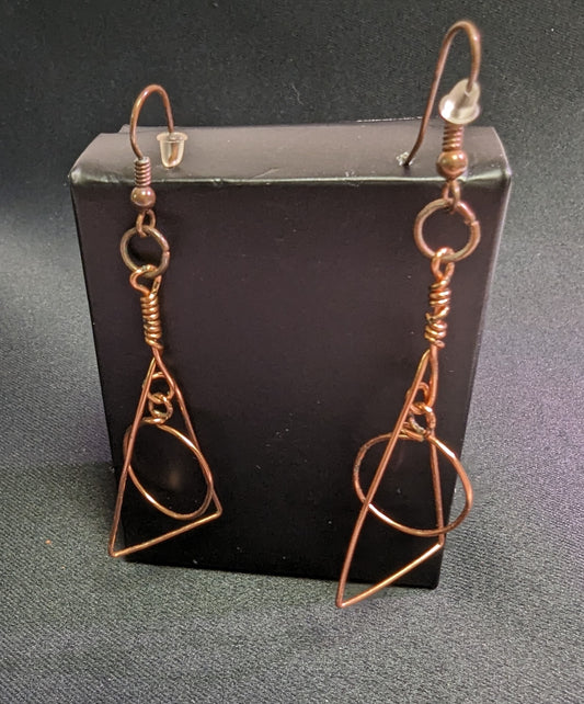 Earrings Hand Made "Circle on Triangle French Hook