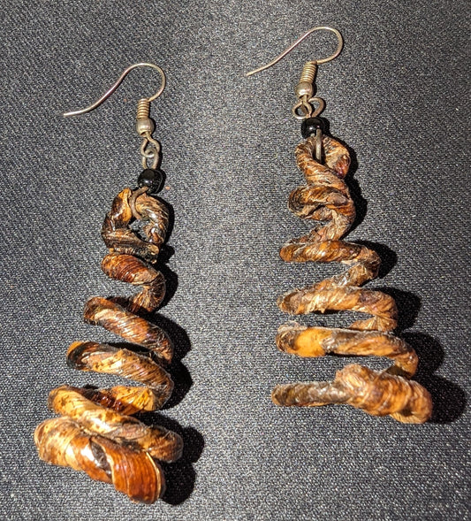 Earrings Wound Conical Coconut Core Spiral