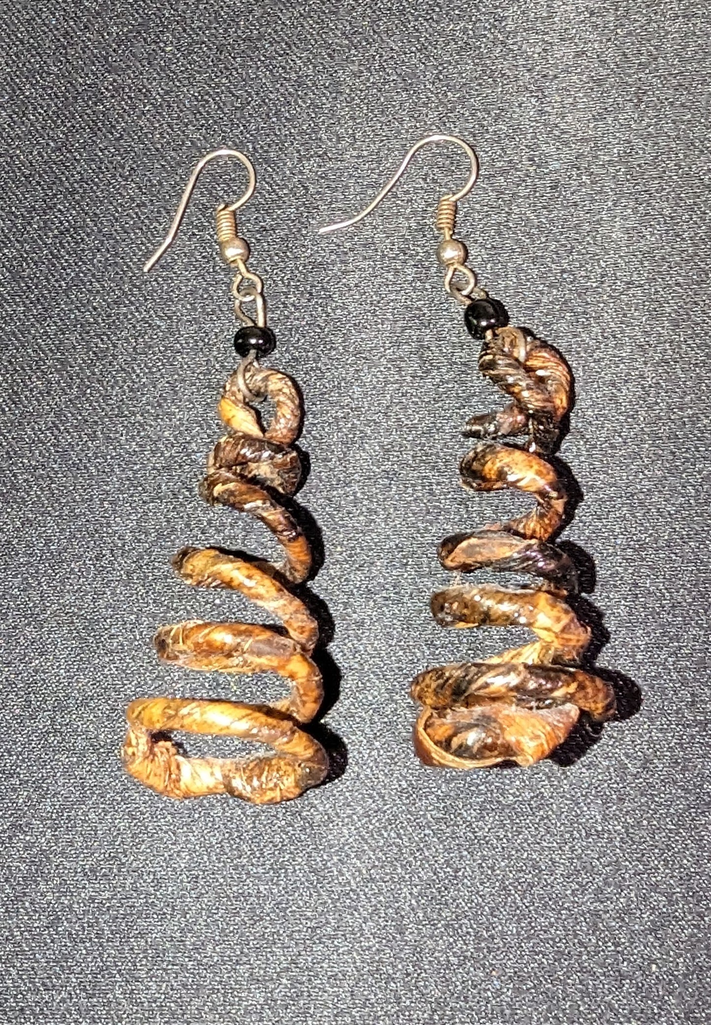 Earrings Wound Conical Coconut Core Spiral