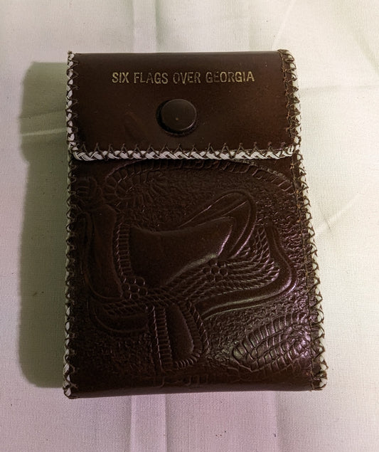Wallet Rare Vintage Boys Cowhide Six Flags Over Georgia 1970s Embossed