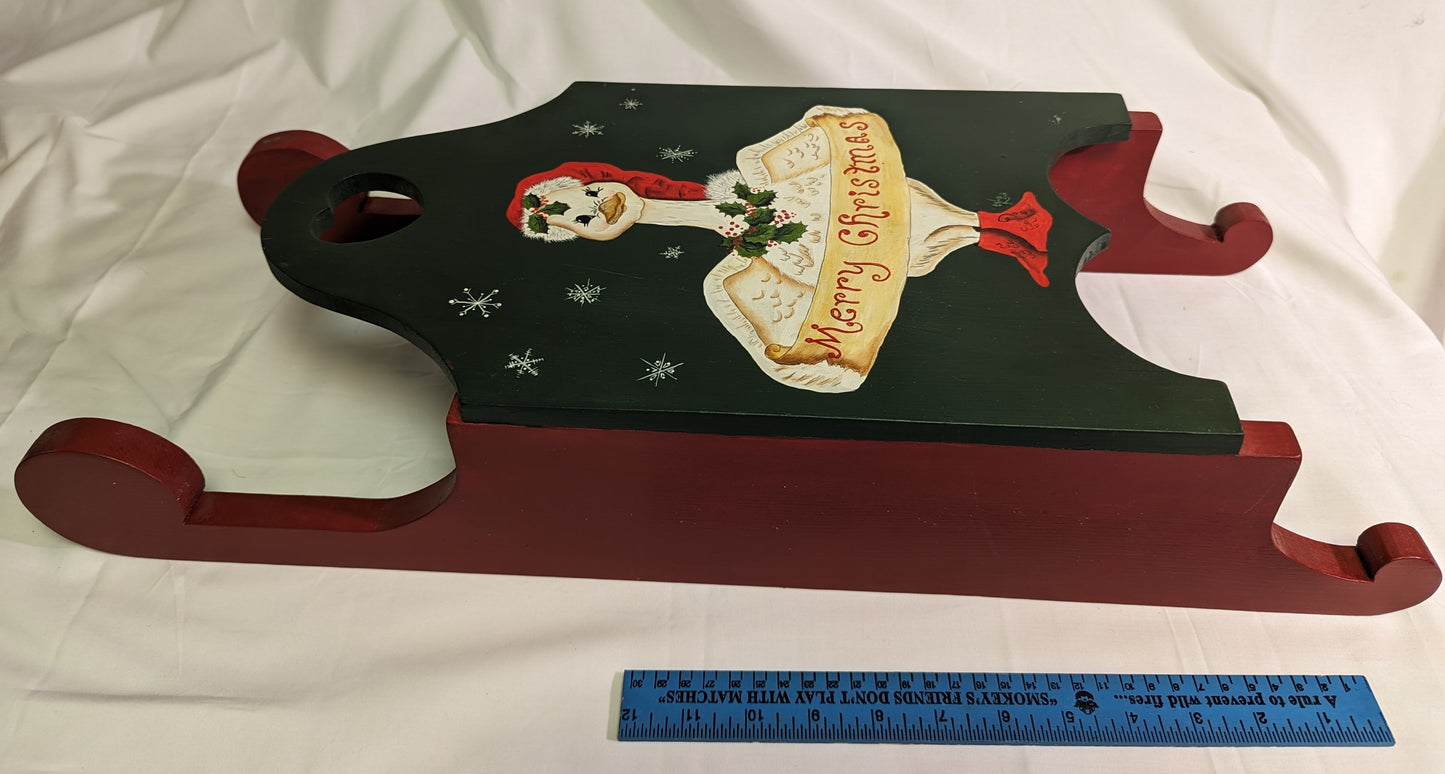 Art Christmas Sleigh Hand Made and Painted on Wood A Christmas Goose Childes Sleigh