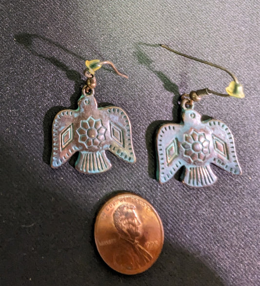Earring Bird Blue Bronze Thunderbirds