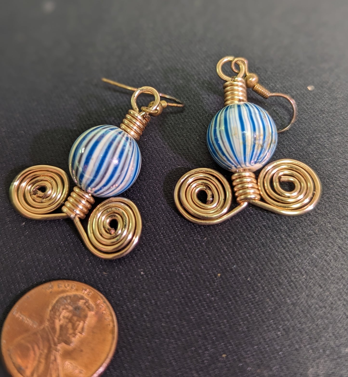Earrings Handmade Wire Ball Spirals