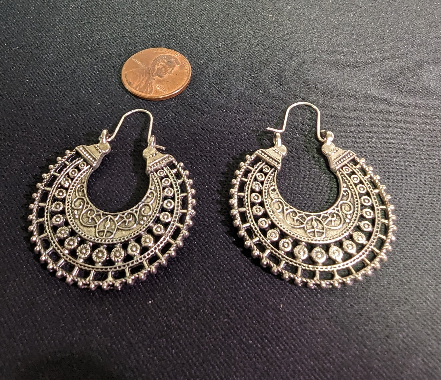 Earrings Filigreed Bohemian Crescent Ornate