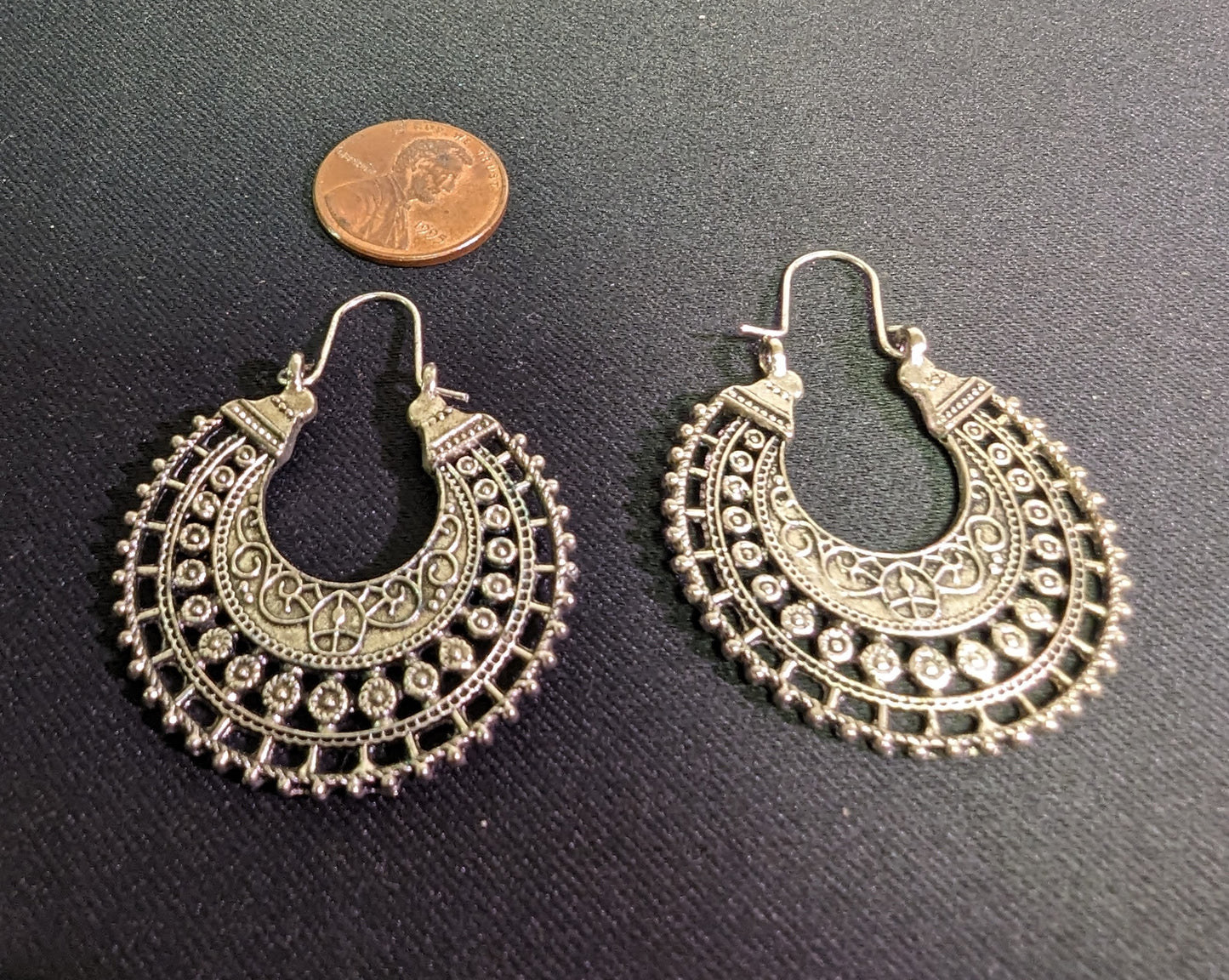 Earrings Filigreed Bohemian Crescent Ornate