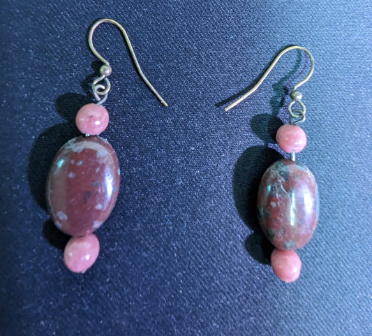 Earrings Natural Stones Purple Beaded