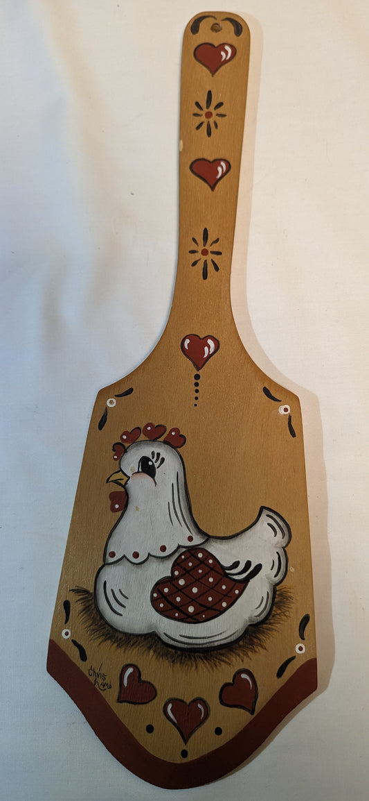 Art Original Autographed Folk Art Kitchen Chicken Decorative Spatula